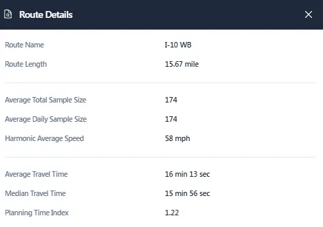 Traffic stats review your results route image 13
